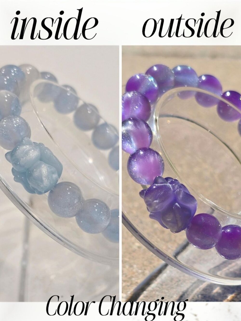 Handmade ✦ Color‑Changing UV Reactive Bracelet ✦ Blue to Purple Nine‑Tailed Fox